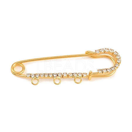 Iron Rhinestone Safety Pins Brooch Findings IFIN-A021-01B-G-1