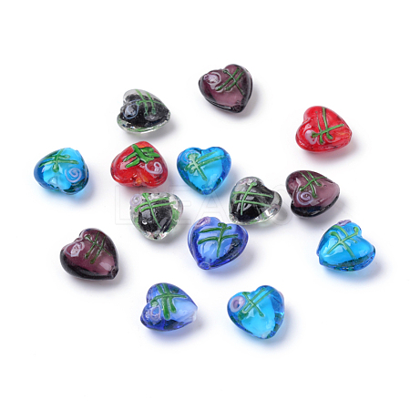 Valentine Gifts for Her Ideas Handmade Silver Foil Lampwork Beads X-FOIL-LHH022-M-1