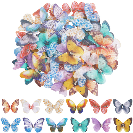 60Pcs 12 Styles 3D Gauze Butterfly Ornament Accessories FIND-SP0020-64D-1