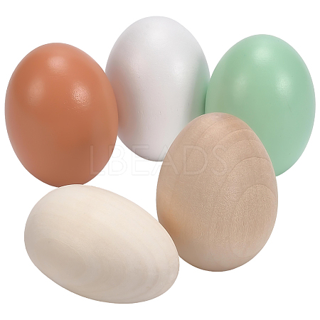5Pcs 5 Colors Wood Egg Shape Toy WOOD-SP0001-92-1