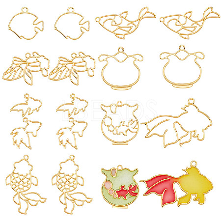 18Pcs 9 Style Alloy Open Back Bezel Charm Pendants FIND-OC0001-66-1