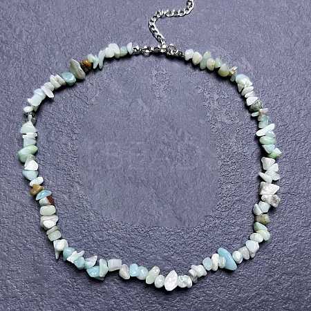 Natural Flower Amazonite Chip Beaded Necklaces for Women IW6789-27-1