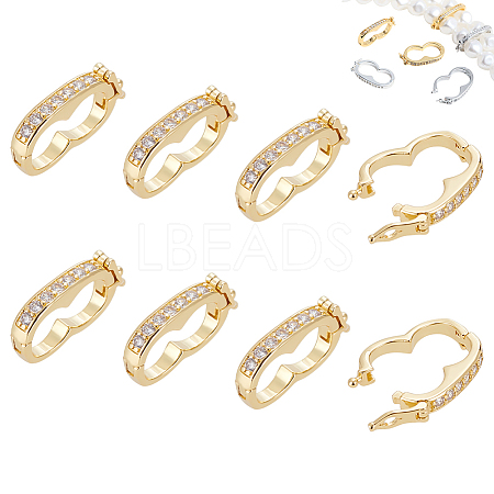 8Pcs Rack Plating Brass Micro Pave Clear Cubic Zirconia Twister Clasps ZIRC-WR0001-04G-1