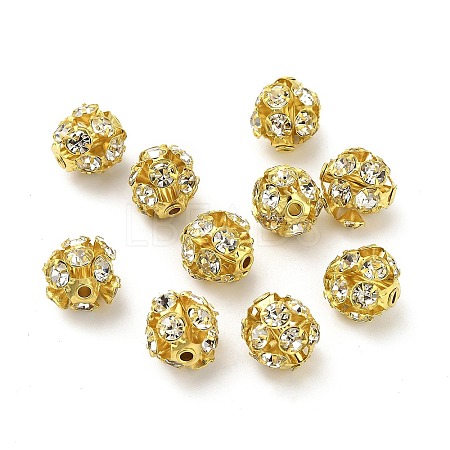 10mm Brass Rhinestone Beads X1-KK-S519-01C-02G-1