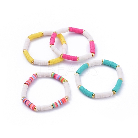 Handmade Polymer Clay Heishi Beads Stretch Bracelets - Lbeads.com