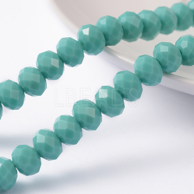 1 Strand Opaque Solid LightSeaGreen Color Crystal Glass Rondelle Beads ...