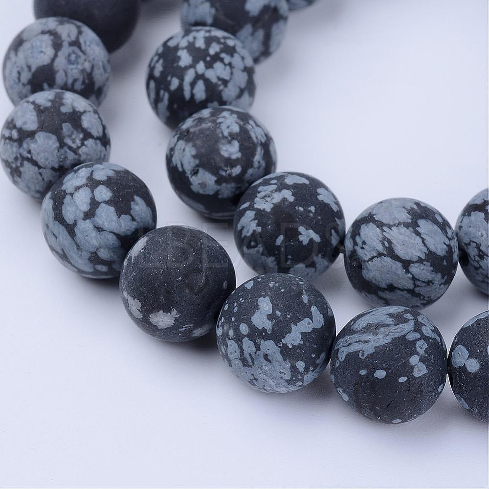 Natural Snowflake Obsidian Beads Strands, Frosted, Round, 8~8.5mm, Hole ...